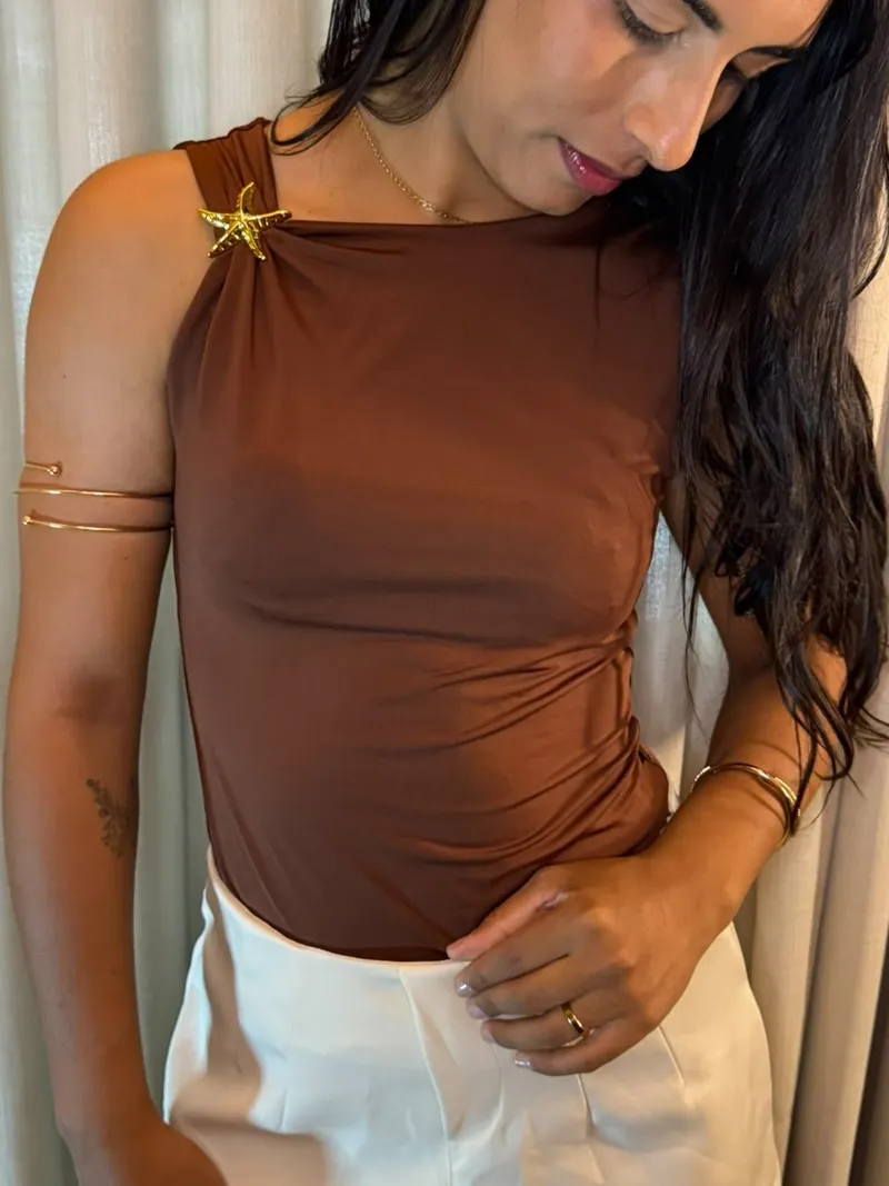 BLUSA STELLA — Marrom Chocolate