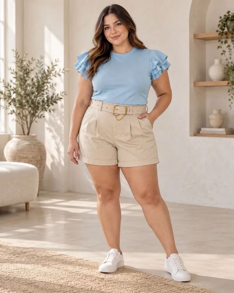 BLUSA ALTHEA PLUS SIZE — Azul Claro